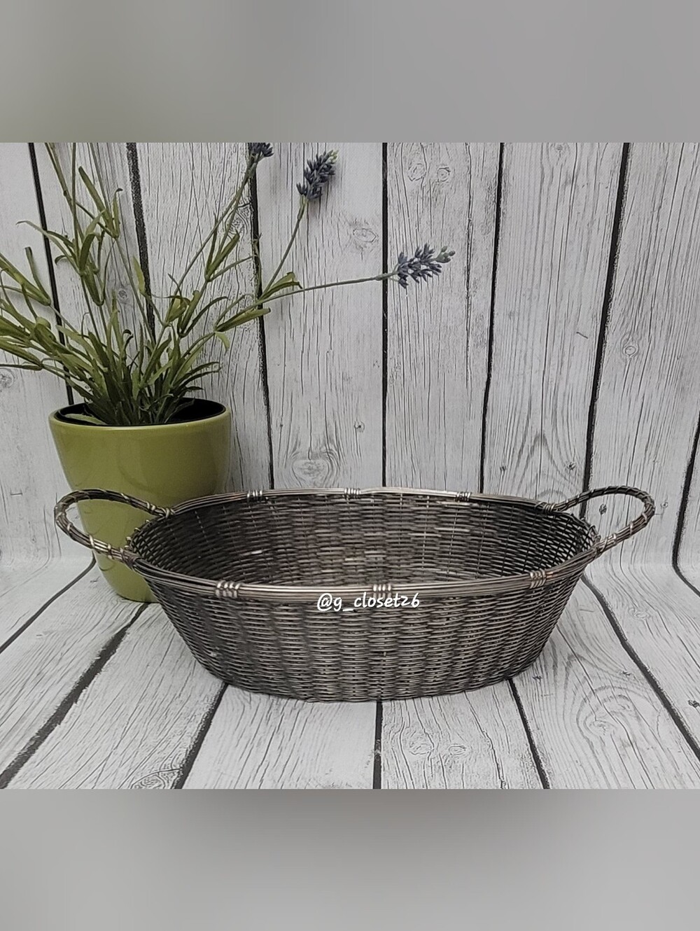 Vintage Woven Metal Serving Basket - Silver